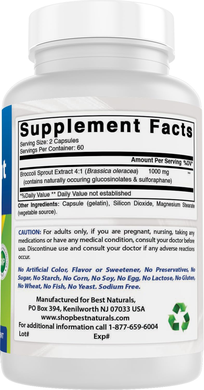 Best Naturals Broccoli Sprouts Extract 1000 mg - 120 Count