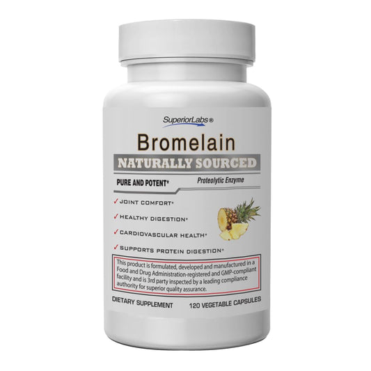 Bromelain 500mg 2400 GDU/g Non-GMO Pineapple Enzyme | Digestive Support 120 Veg Caps BritishVita | Premium UK Vitamins & Wellness Supplements