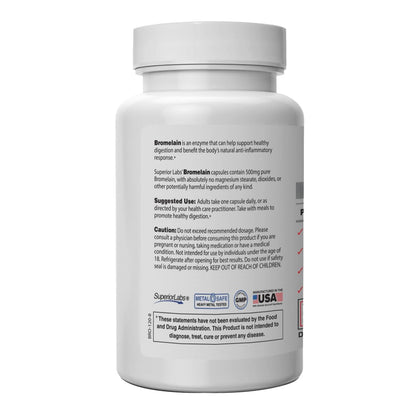 Bromelain 500mg 2400 GDU/g Non-GMO Pineapple Enzyme | Digestive Support 120 Veg Caps