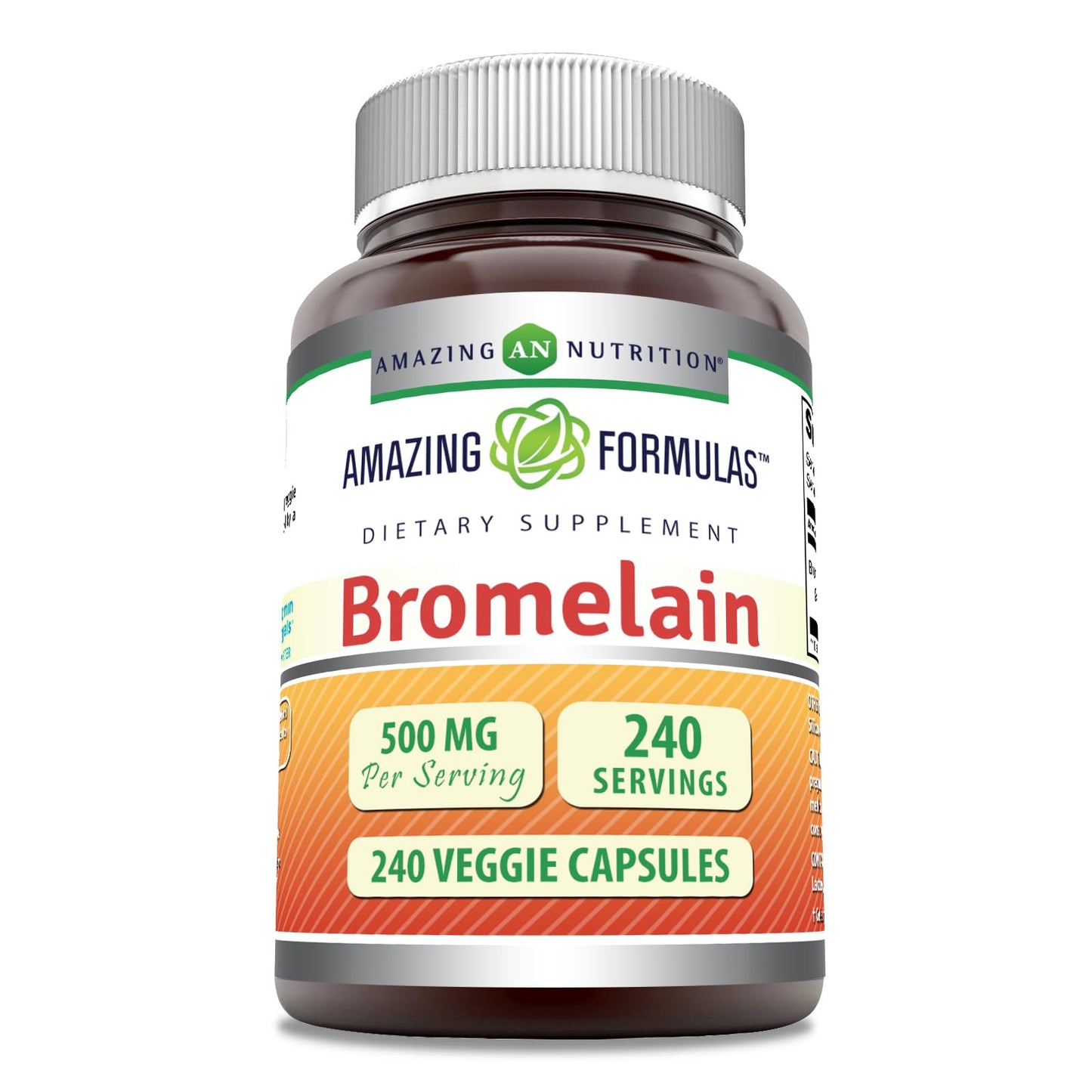 Amazing Formulas Bromelain 500mg 2400 GDU Veggie Capsules | Non-GMO | Gluten Free | Made in USA | Ideal for Vegetarians (240 Count)