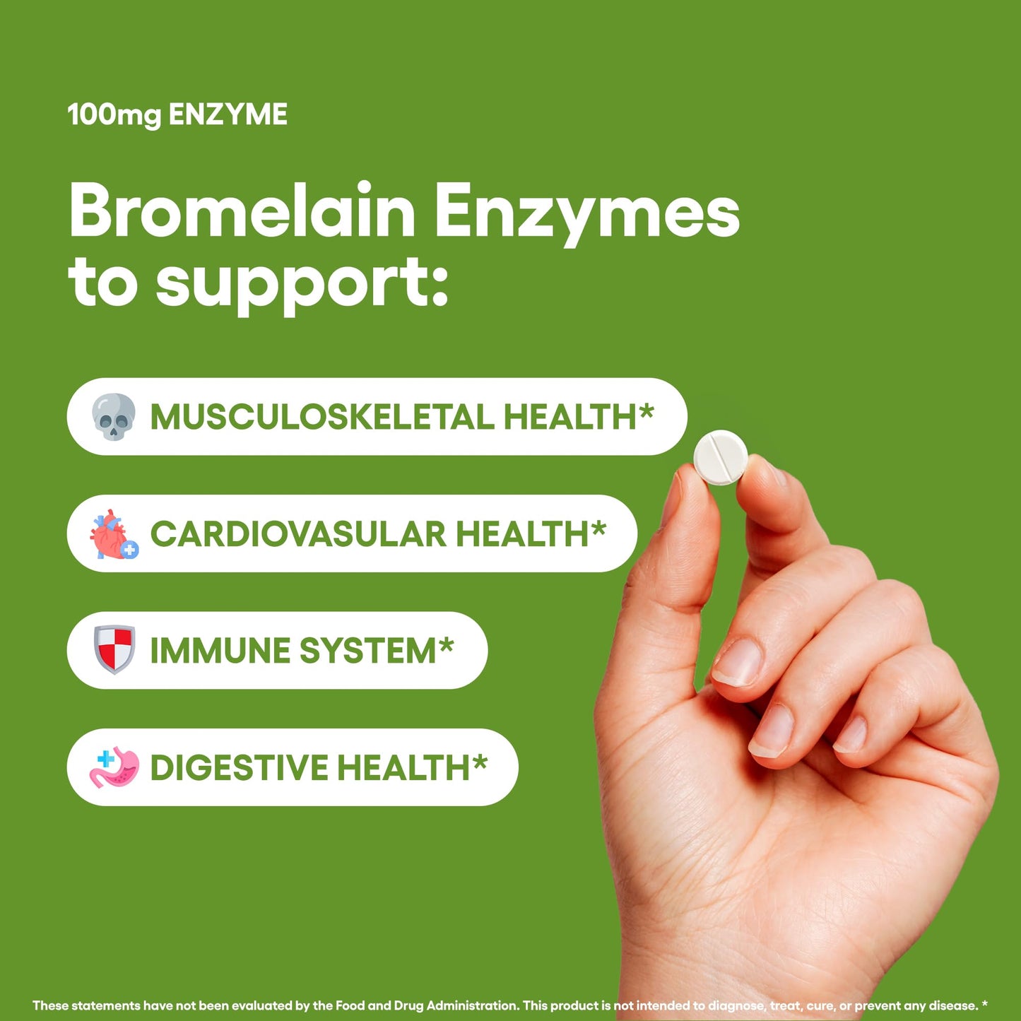 Bromelain Supplement 240 Tablets Natural Enzymes 100 mg 2400 GDU/g Gluten Free Non-GMO Vegan (240, Bromelain)