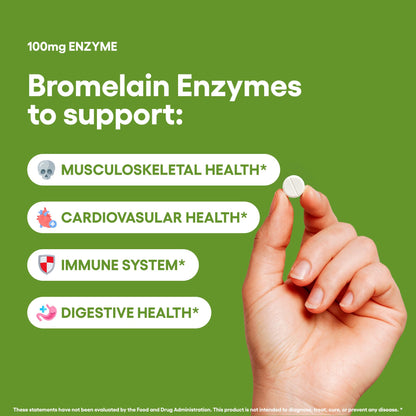 Bromelain Supplement 240 Tablets Natural Enzymes 100 mg 2400 GDU/g Gluten Free Non-GMO Vegan (240, Bromelain)