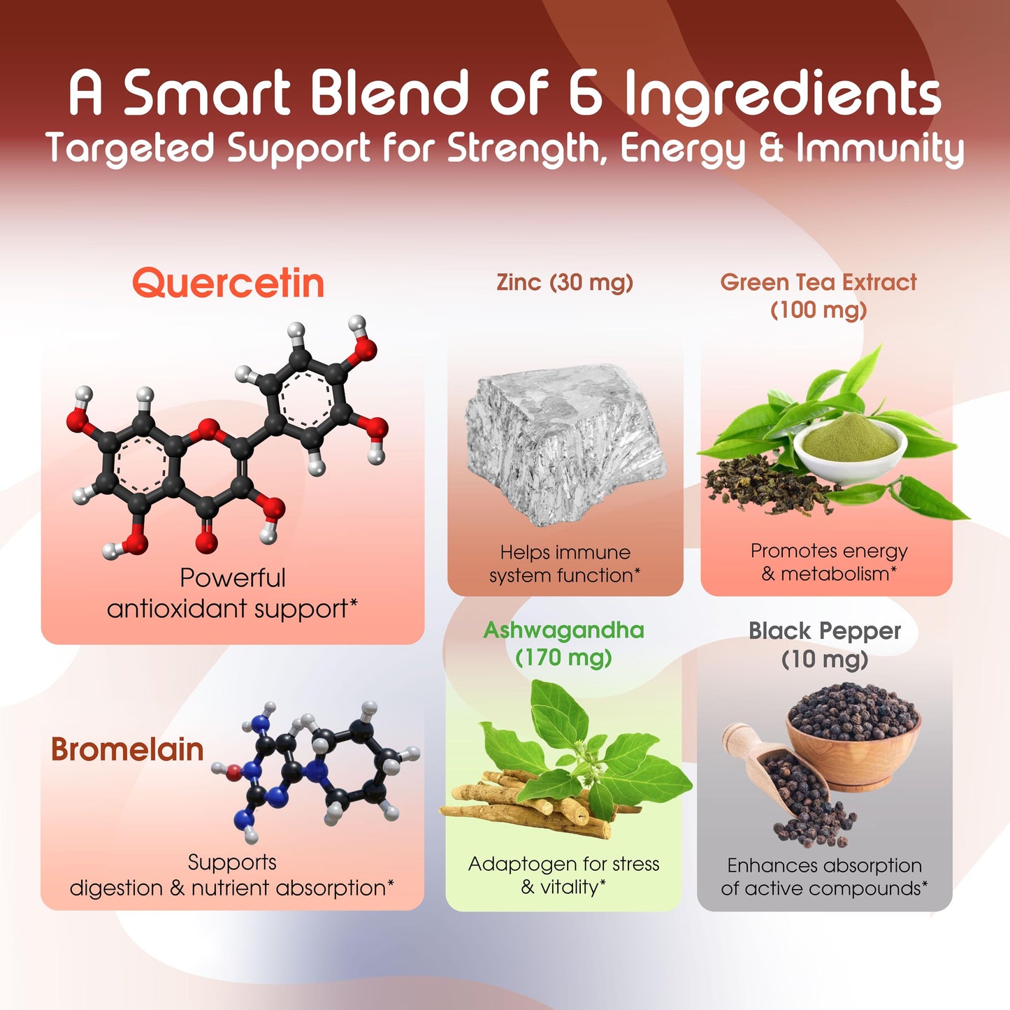 Premium Quercetin 98% with Bromelain, Green Tea & Ashwagandha – 90-Capsule Bottle
