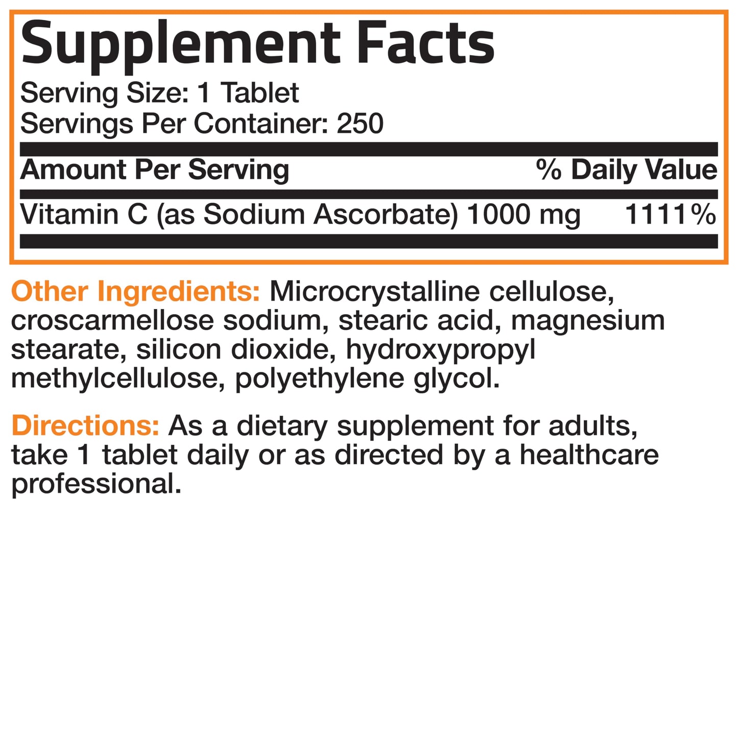 Bronson Sodium Ascorbate 1000 mg Vitamin C Tablets - Gentle on Stomach (250 ct)