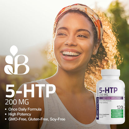 Bronson 5-HTP 200mg (Griffonia Simplicifolia) Non-GMO – 60 Vegetarian Capsules