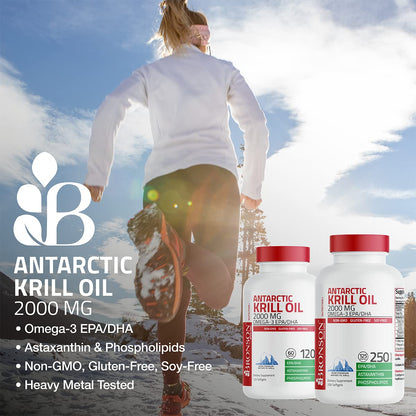 Bronson Antarctic Krill Oil 2000 mg – 120 Softgels with Omega-3 EPA/DHA