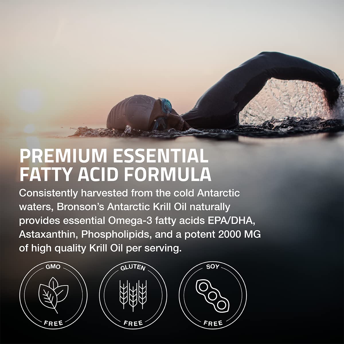 Bronson Antarctic Krill Oil 2000 mg – 120 Softgels with Omega-3 EPA/DHA