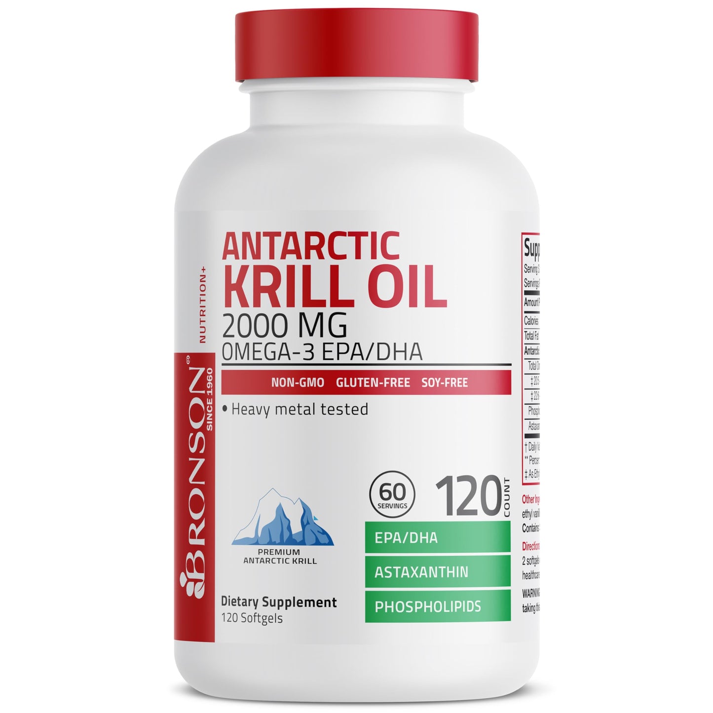 Bronson Antarctic Krill Oil 2000 mg – 120 Softgels with Omega-3 EPA/DHA