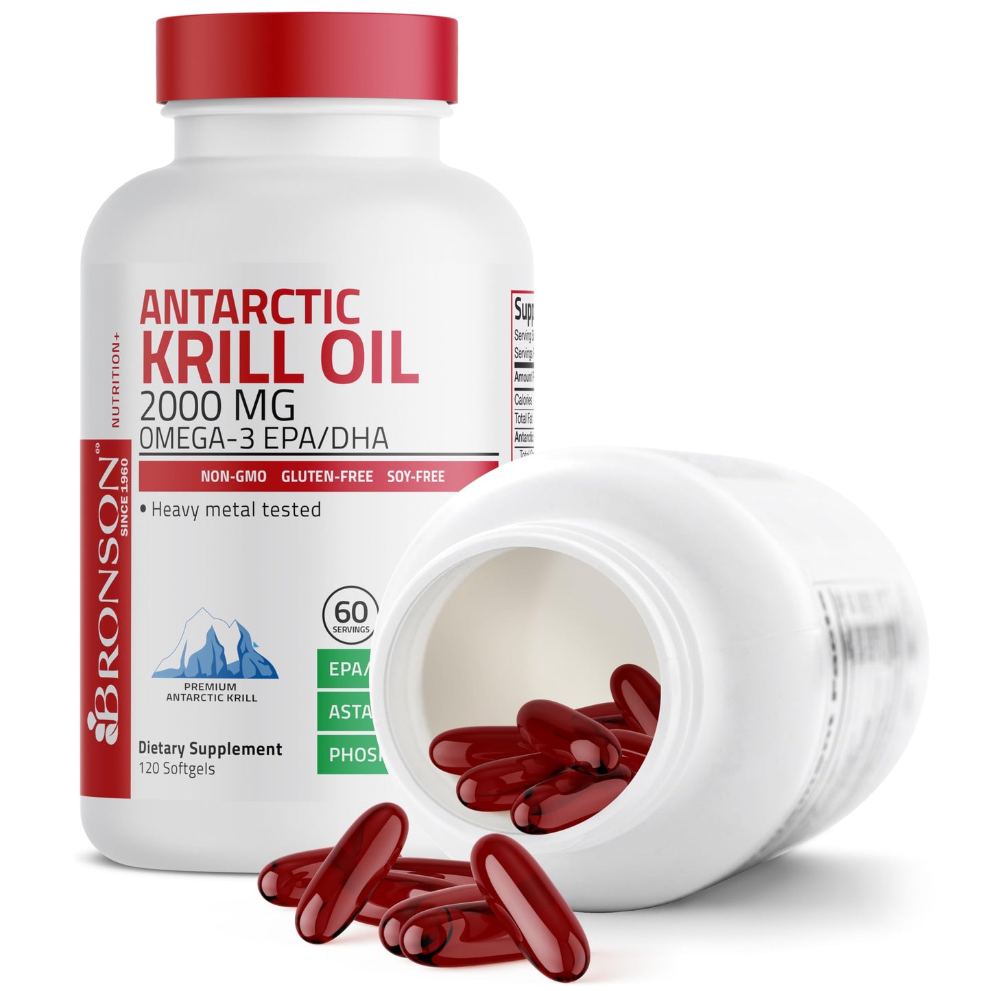 Bronson Antarctic Krill Oil 2000 mg – 120 Softgels with Omega-3 EPA/DHA