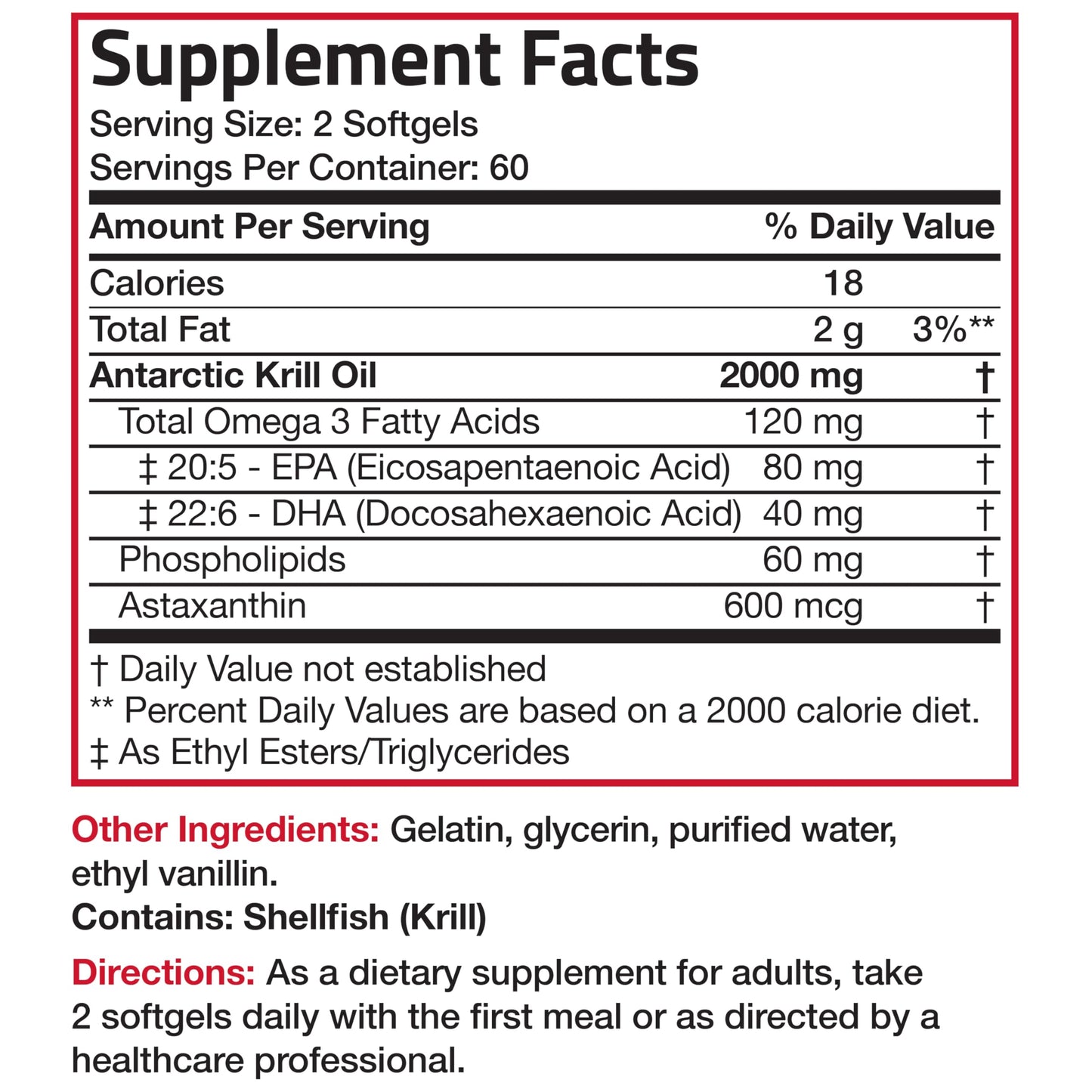 Bronson Antarctic Krill Oil 2000 mg – 120 Softgels with Omega-3 EPA/DHA