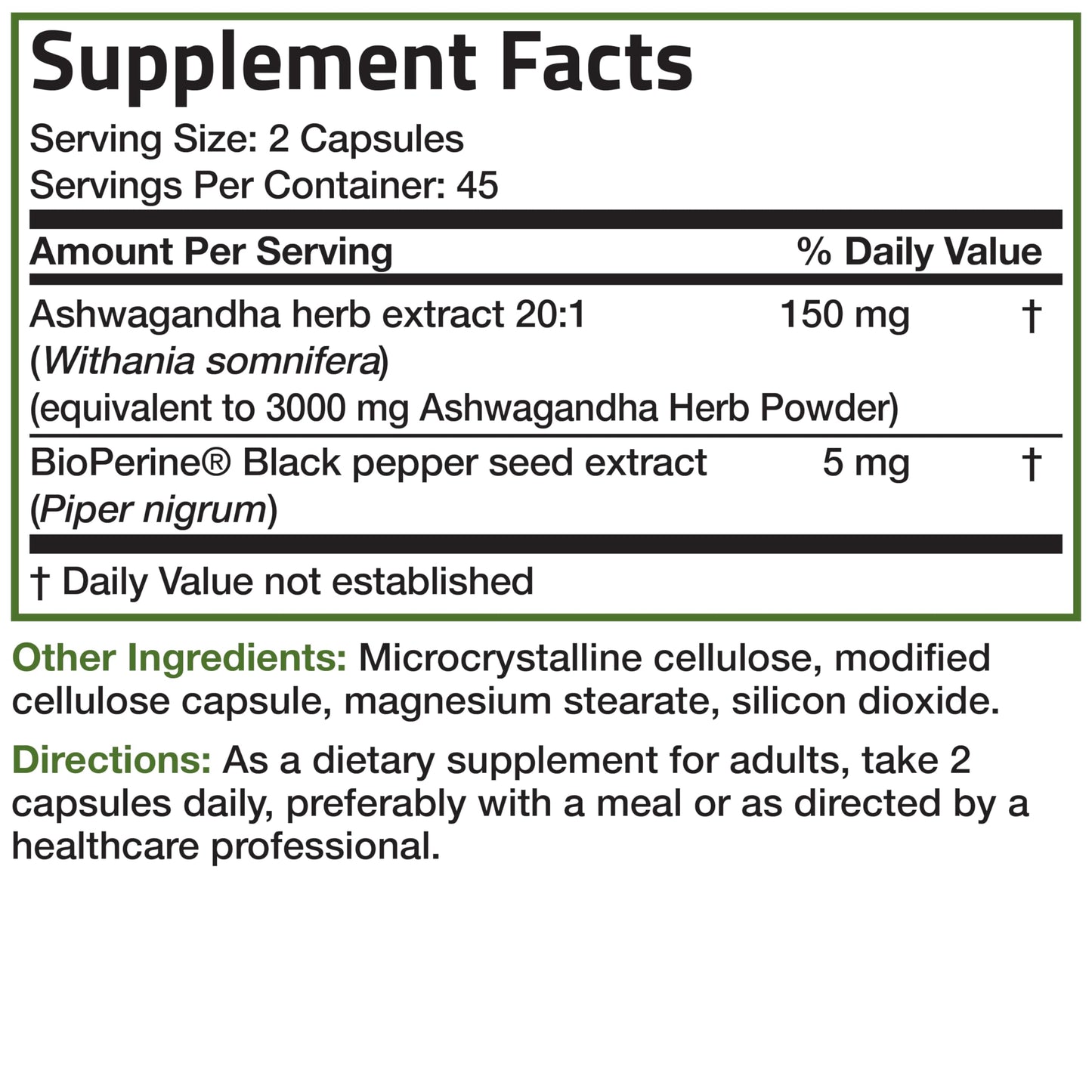 Bronson Ashwagandha Extra Strength with BioPerine | Stress & Mood Support | 90 Vegetarian Capsules | Non-GMO