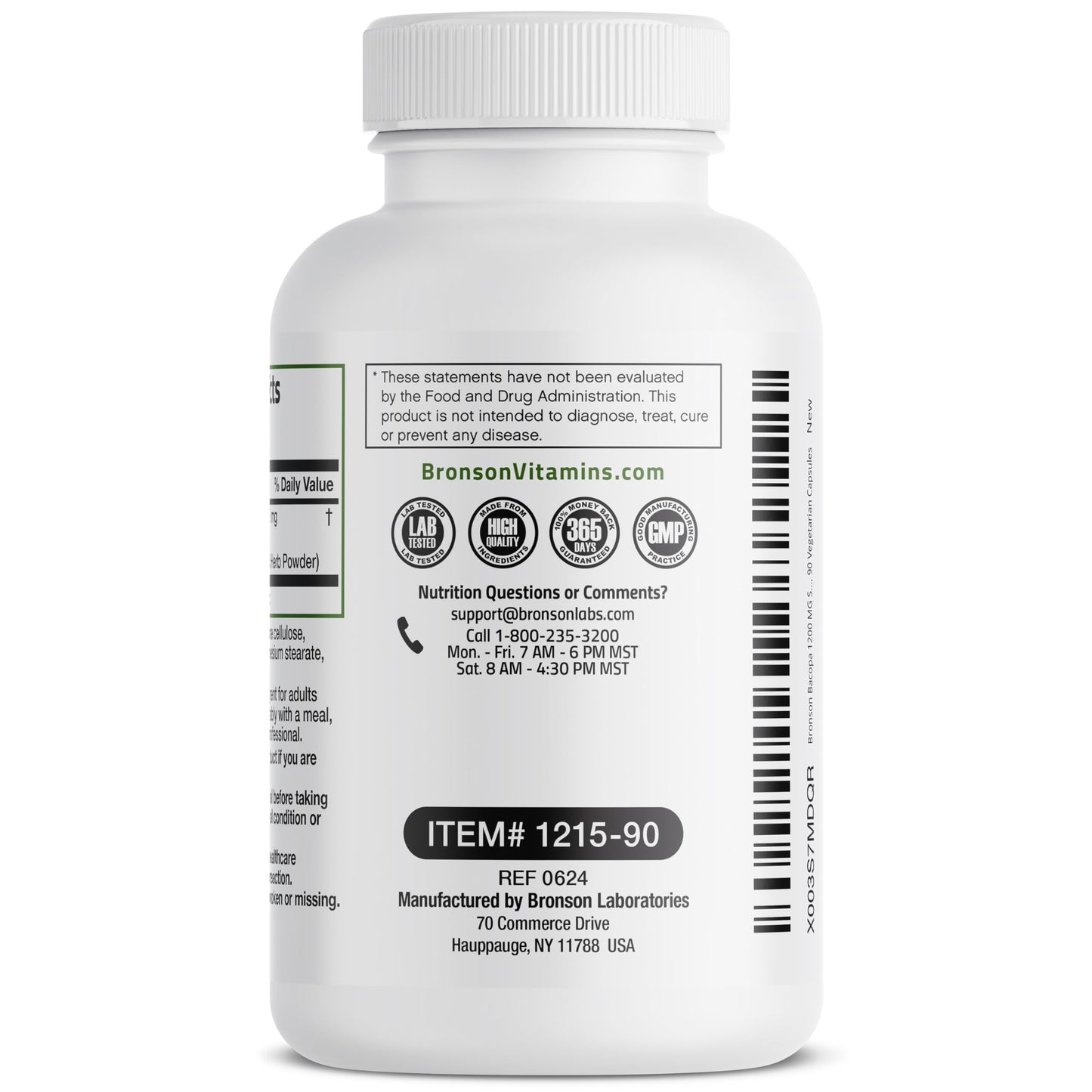 Bronson Bacopa Supports Brain Function & Mental Performance – Non-GMO, 90 Veg Capsules