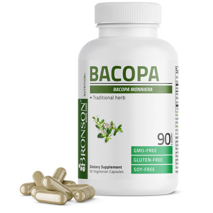 Bronson Bacopa Supports Brain Function & Mental Performance – Non-GMO, 90 Veg Capsules