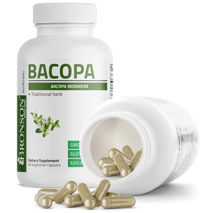 Bronson Bacopa Supports Brain Function & Mental Performance – Non-GMO, 90 Veg Capsules