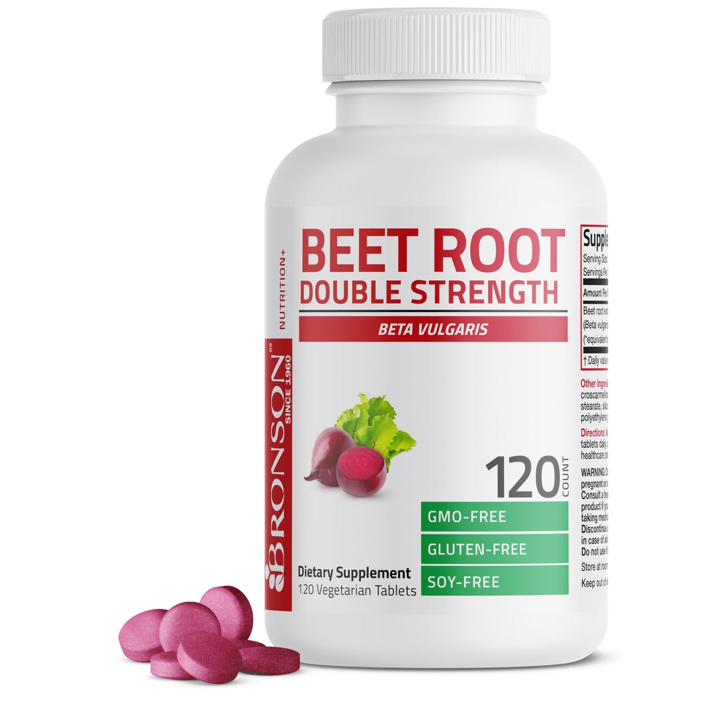 Bronson Beet Root Double Strength - Non-GMO, 120 Vegetarian Tablets