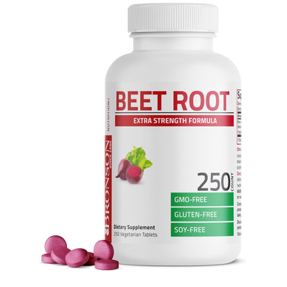 Bronson Beet Root Extra Strength – Non-GMO, 250 Vegetarian Tablets