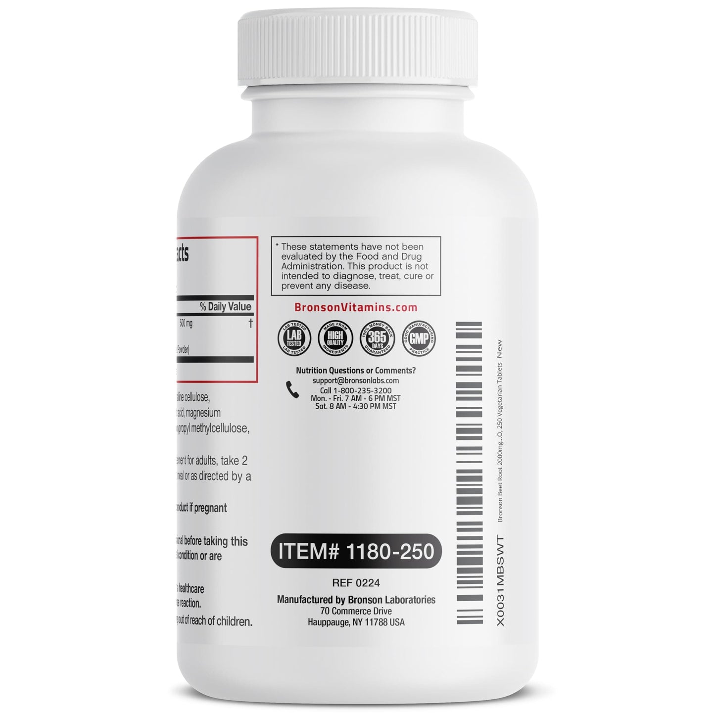 Bronson Beet Root Extra Strength – Non-GMO, 250 Vegetarian Tablets