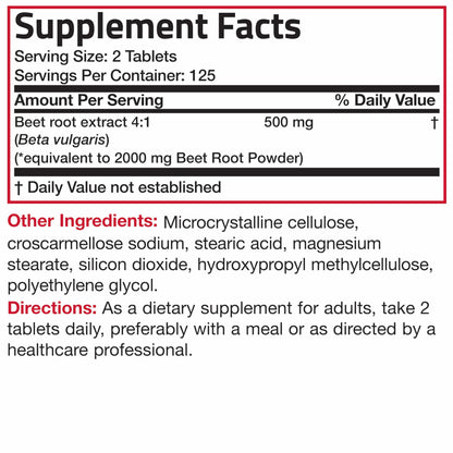 Bronson Beet Root Extra Strength – Non-GMO, 250 Vegetarian Tablets