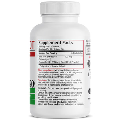 Bronson Beet Root Extra Strength – Non-GMO, 120 Vegetarian Tablets | Bronson Vitamins