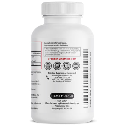 Bronson Beet Root + L-Arginine Nitric Oxide - 2000 MG / Serving | 120 Vegetarian Capsules | Non-GMO