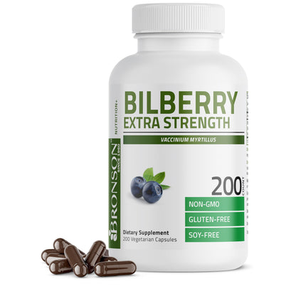 Bronson Bilberry Extra Strength - Eye Health Support (200 Veggie Caps)