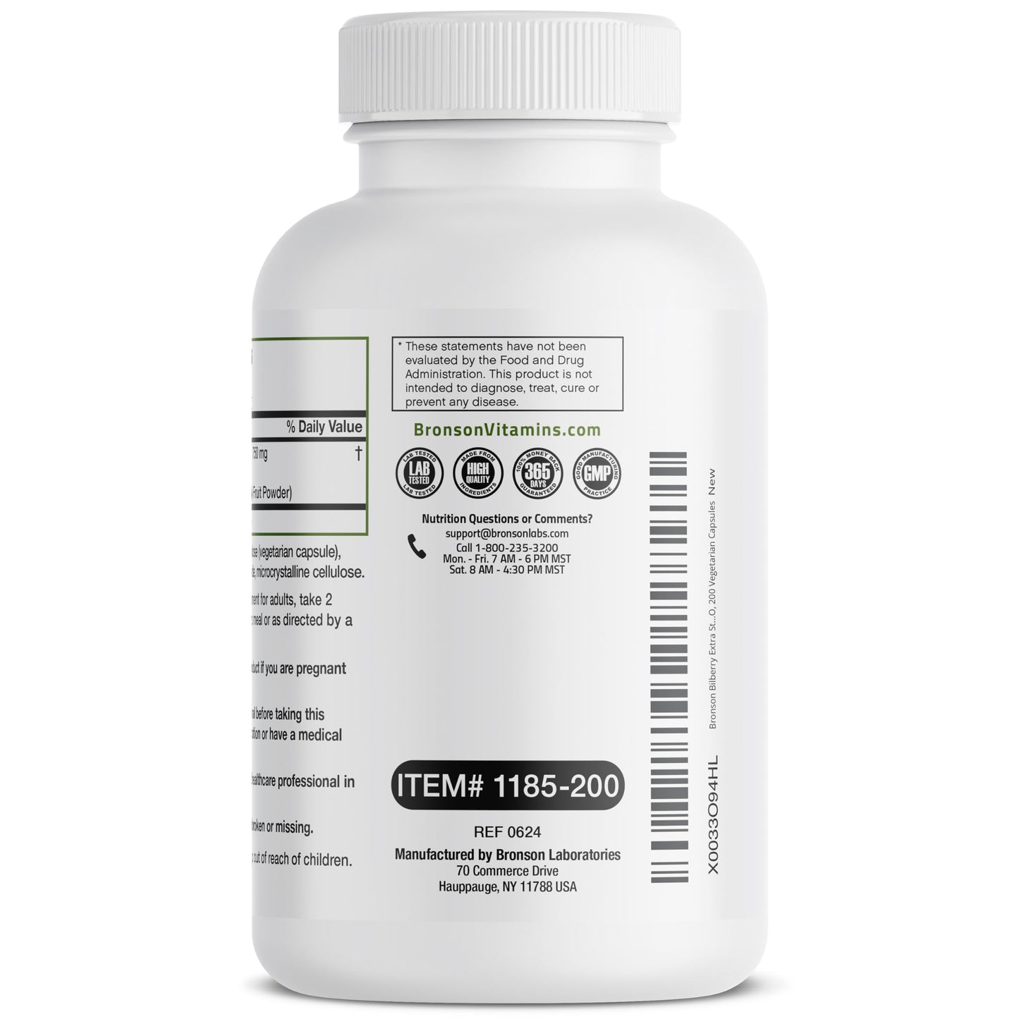 Bronson Bilberry Extra Strength - Eye Health Support (200 Veggie Caps)