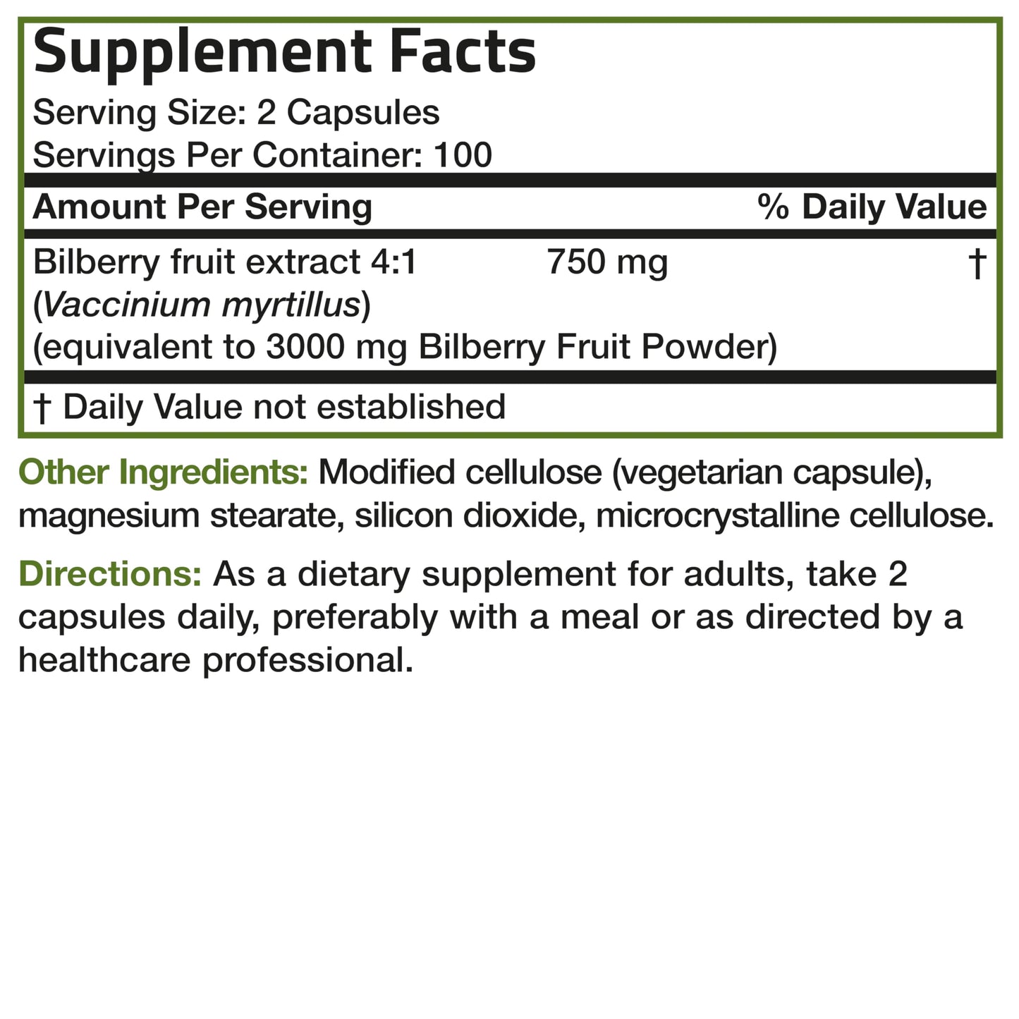 Bronson Bilberry Extra Strength - Eye Health Support (200 Veggie Caps)