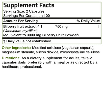 Bronson Bilberry Extra Strength - Eye Health Support (200 Veggie Caps)
