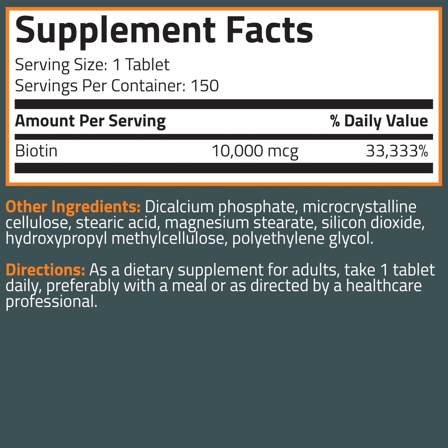 Bronson Biotin 10,000mcg – Hair, Skin & Nails Support | 150 Tablets | Vegetarian, Non-GMO