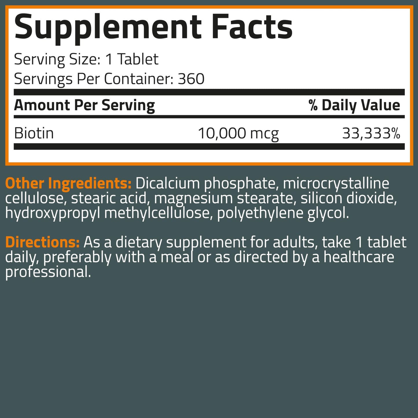 Bronson Biotin 10,000mcg | Supports Healthy Hair, Skin & Nails | Vegetarian, Non-GMO | 360 Tablets