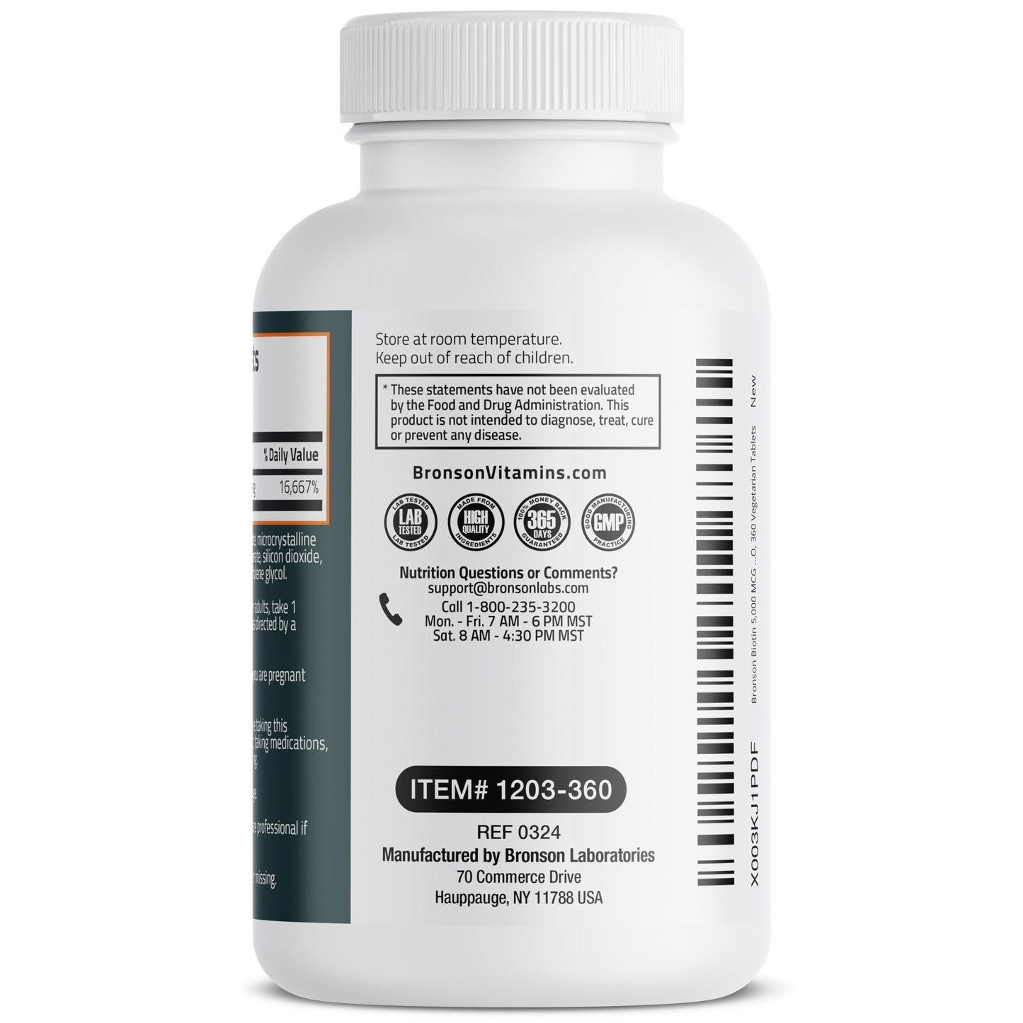 Bronson Biotin 5,000 MCG – Hair, Skin & Nails Support | 360 Vegetarian Tablets