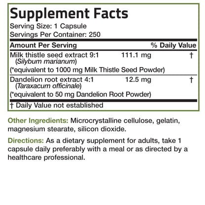 Bronson Milk Thistle Silymarin Marianum & Dandelion Root – Liver Health Support, 250 Capsules