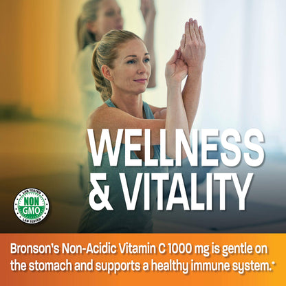 Bronson Sodium Ascorbate 1000 mg Vitamin C Tablets - Gentle on Stomach (250 ct)