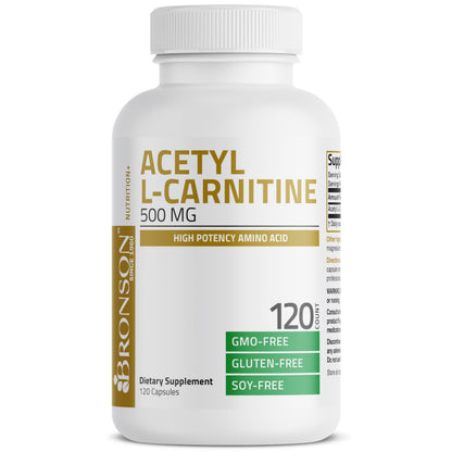 Bronson Acetyl L-Carnitine 500 MG – High Potency (120 Capsules, Non-GMO)