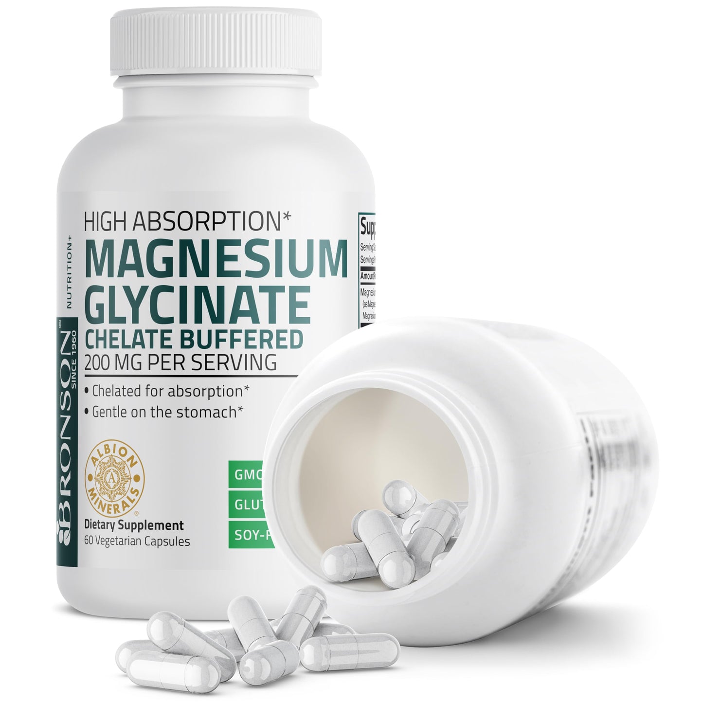 Bronson Magnesium Glycinate 200 mg Chelated, High Absorption