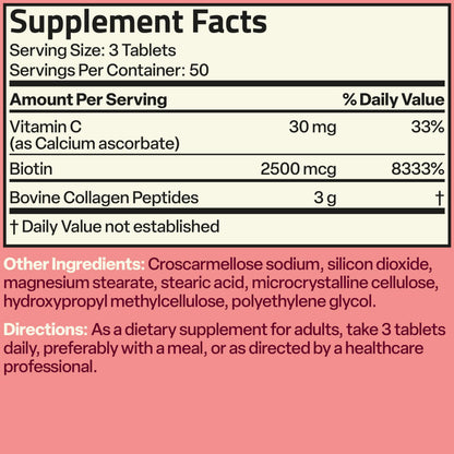 Bronson Collagen Peptides 3000mg with Biotin & Vitamin C - Hair, Skin & Nails Support | Non-GMO | 150 Tablets