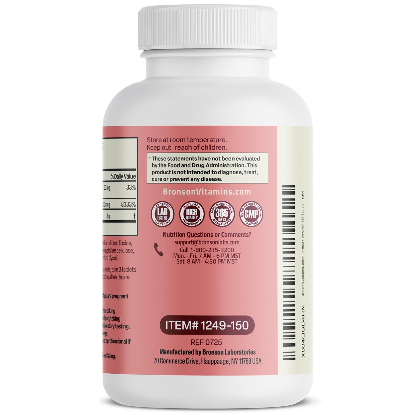 Bronson Collagen Peptides 3000mg with Biotin & Vitamin C - Hair, Skin & Nails Support | Non-GMO | 150 Tablets