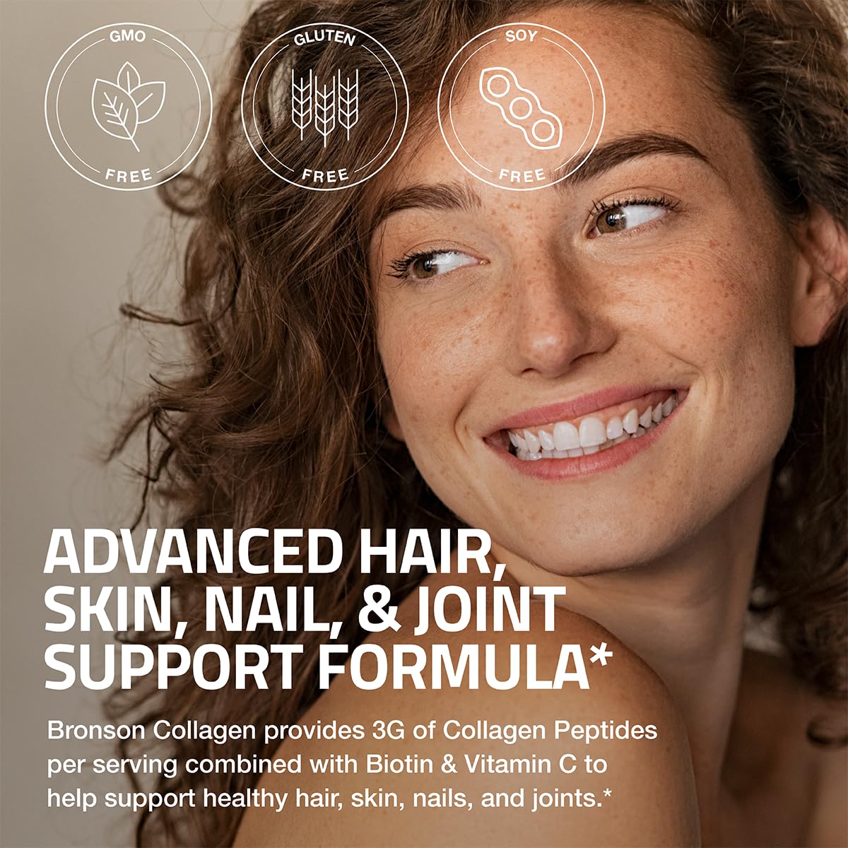 Bronson Collagen Peptides 3000mg with Biotin & Vitamin C - Hair, Skin & Nails Support | Non-GMO | 150 Tablets