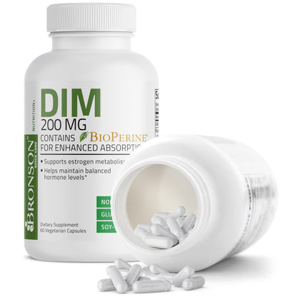 Bronson DIM 200 MG with BioPerine – Estrogen Metabolism & Hormone Balance | 60 Vegetarian Capsules