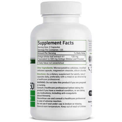 Bronson Ginkgo Biloba Extra Strength Supports Brain Function & Memory Support, 250 Vegetarian Capsules