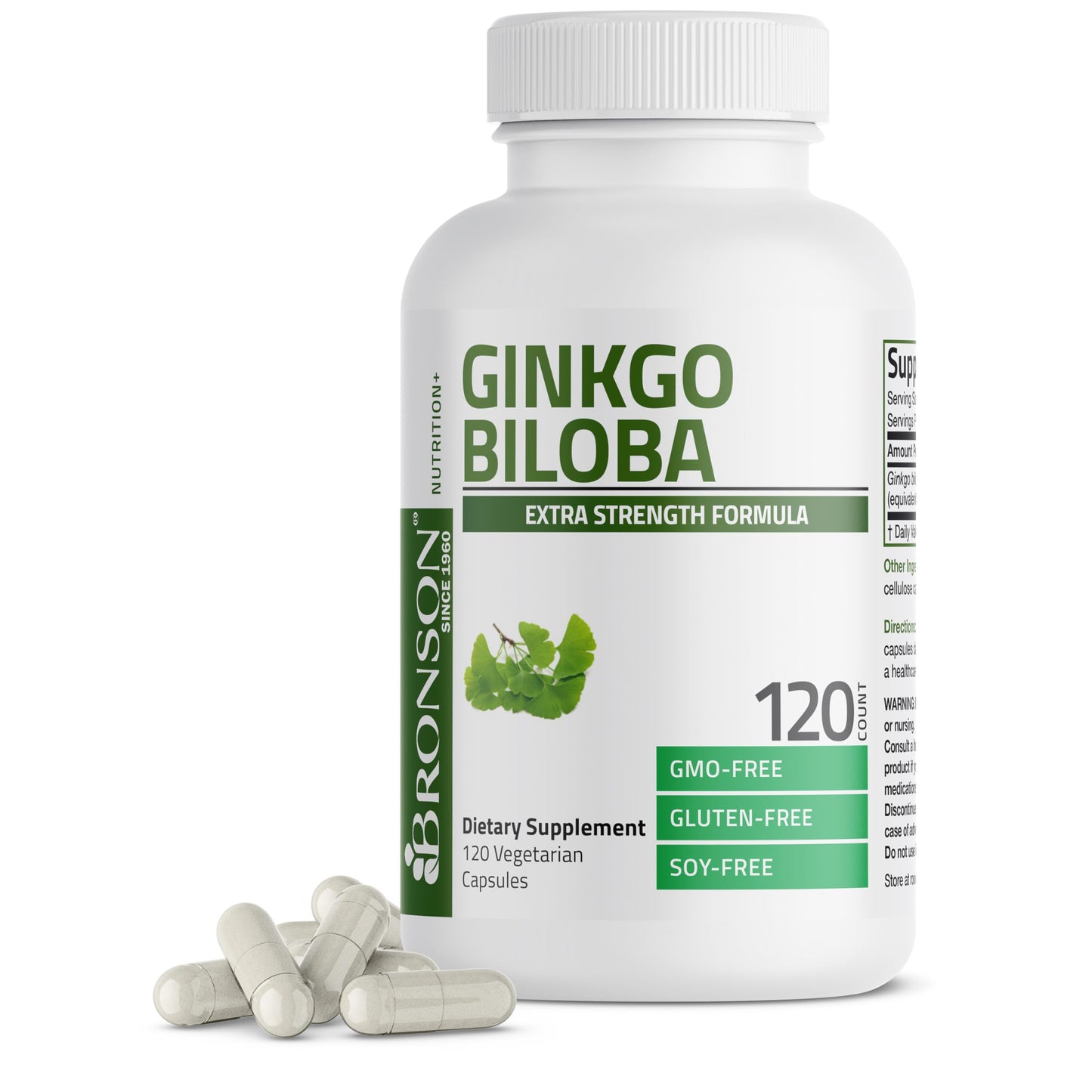 Bronson Ginkgo Biloba Extra Strength - Brain Function & Memory Support, 120 Vegetarian Capsules