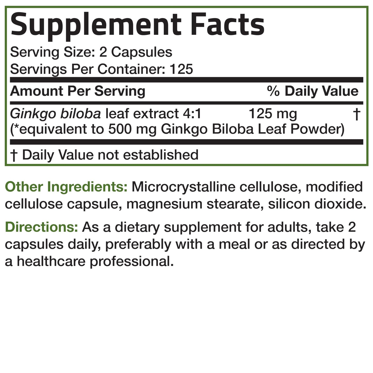 Bronson Ginkgo Biloba Extra Strength Supports Brain Function & Memory Support, 250 Vegetarian Capsules
