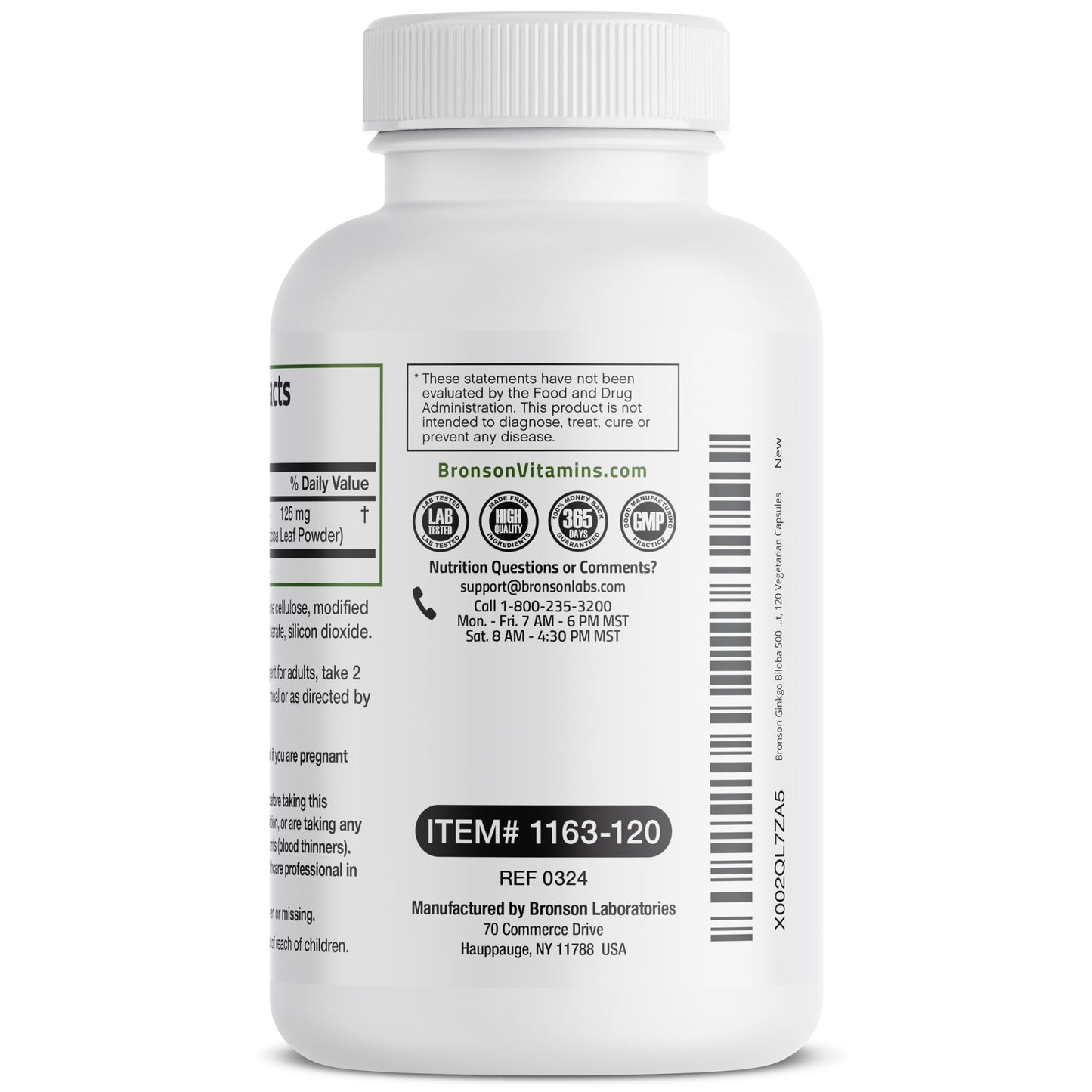 Bronson Ginkgo Biloba Extra Strength - Brain Function & Memory Support, 120 Vegetarian Capsules