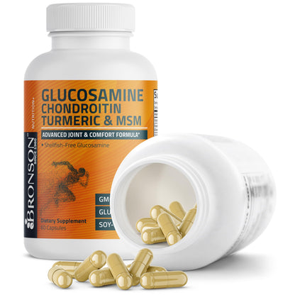 Bronson Glucosamine Chondroitin Turmeric & MSM – Advanced Joint & Cartilage Formula | Non-GMO, 60 Capsules