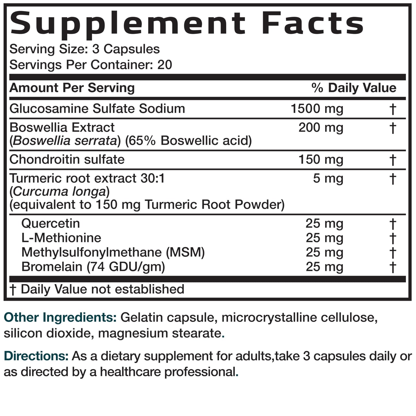 Bronson Glucosamine Chondroitin Turmeric & MSM – Advanced Joint & Cartilage Formula | Non-GMO, 60 Capsules