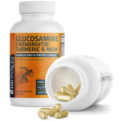 Bronson Glucosamine Chondroitin Turmeric & MSM – Advanced Joint & Cartilage Formula, Non-GMO, 90 Capsules
