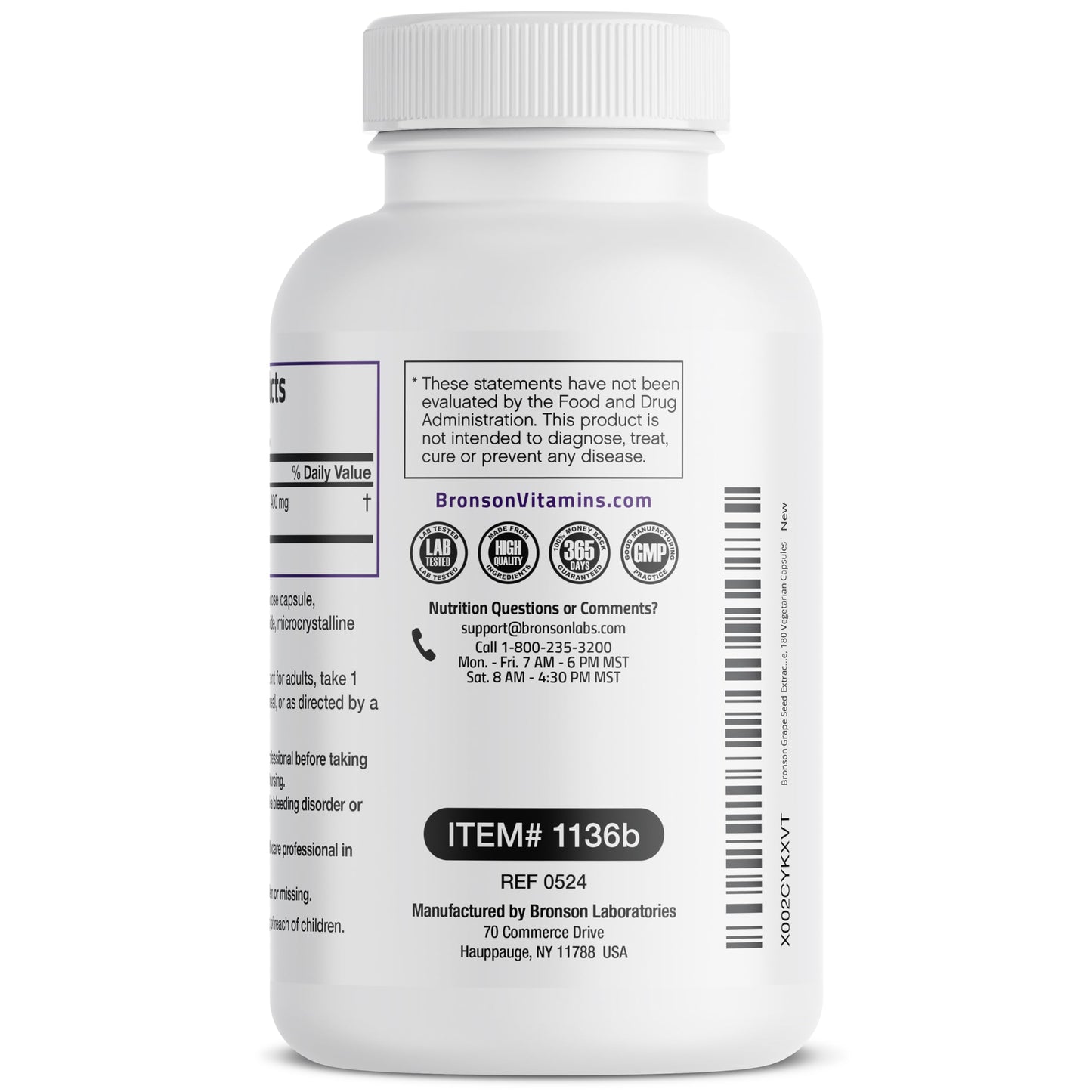 Bronson Grape Seed Extract 400 mg – Antioxidant & Immune Support | 95% Proanthocyanidins | Non-GMO, 180 Vegetarian Capsules