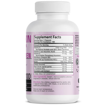 Bronson Hair, Skin & Nails with Biotin Extra Strength – Women’s Vitamin Supplement, 100 Capsules