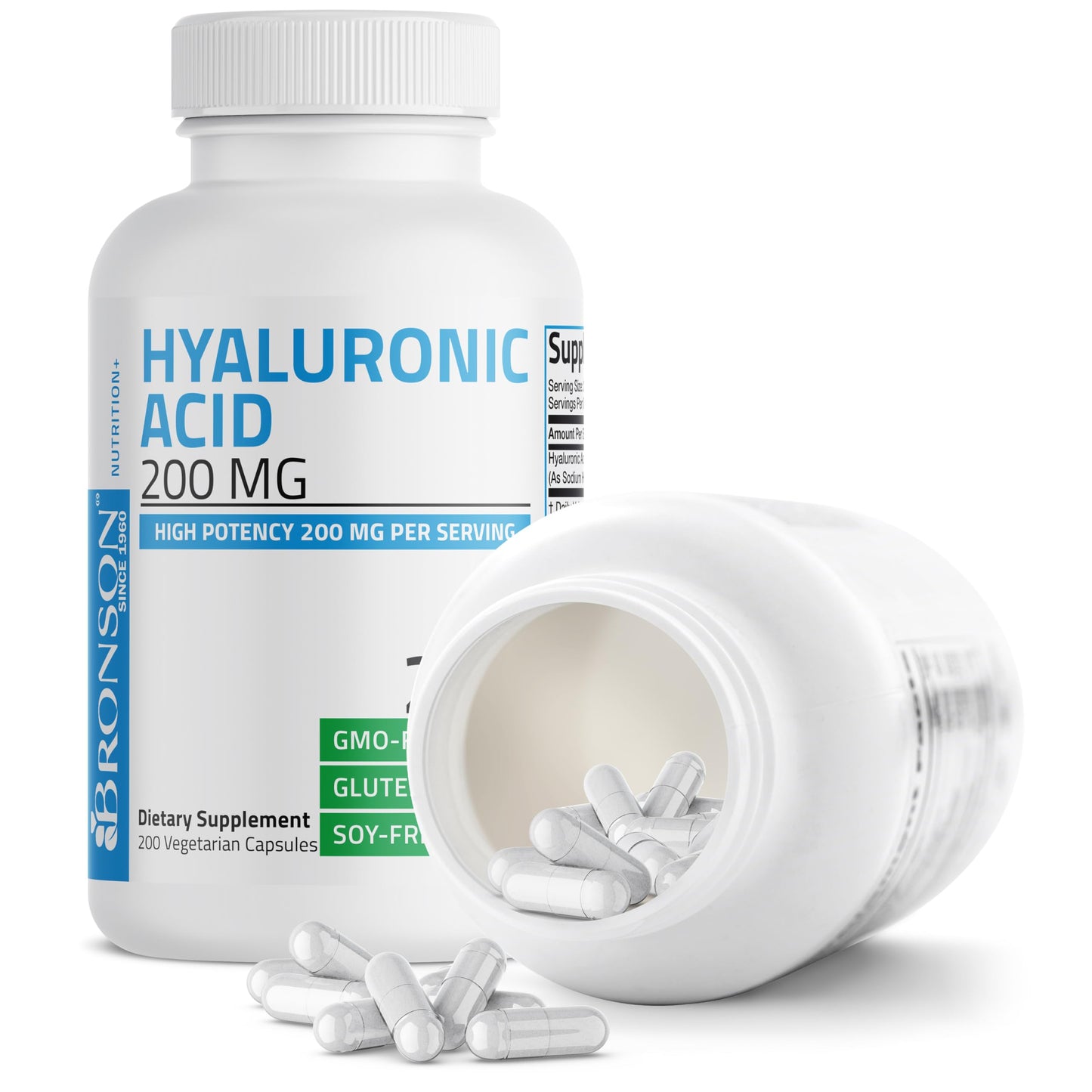 Bronson Hyaluronic Acid 200 mg – High Potency Joint & Skin Support | Non-GMO | 200 Vegetarian Capsules