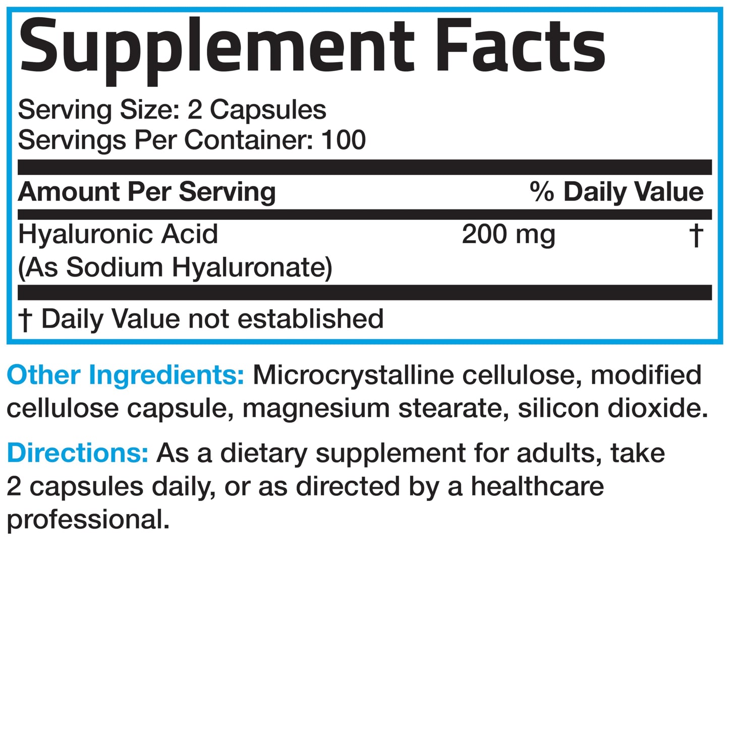 Bronson Hyaluronic Acid 200 mg – High Potency Joint & Skin Support | Non-GMO | 200 Vegetarian Capsules